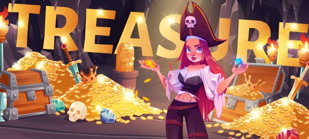 treasure room cartoon concept image
